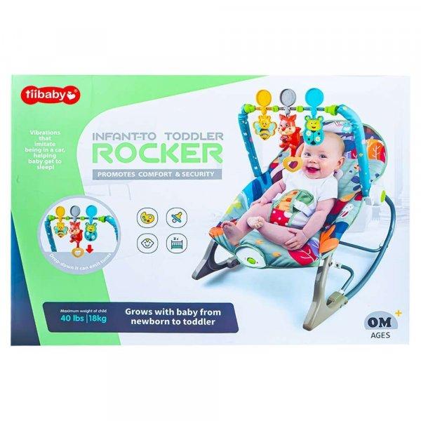 Gyermek hintaszék, Roben Toys, állítható háttámlával, rezgéssel,
kivehető párnával, összecsukható, teherbírás 18 kg