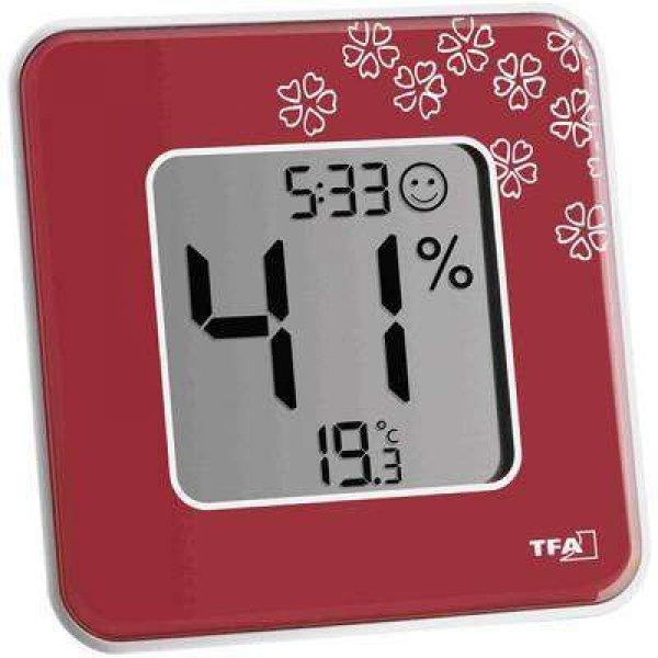 Digitális páratartalom-/hőmérő, piros, TFA Style 30.5021.05