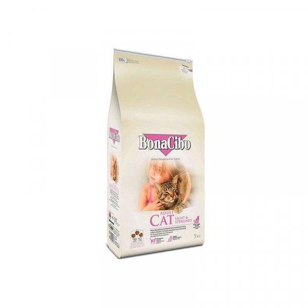 BonaCibo Cat Light&Sterilized Hypoallergén 5 kg Chicken & Rice szardellával
és rákkal