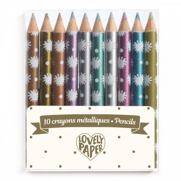Djeco Mini metálszínű ceruza, 10 szín - 10 Chichi mini metalic pencils