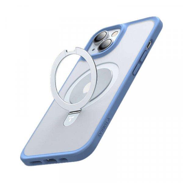 Torras Ostand Matte iPhone 15 Tok - Átlátszó/Kék
