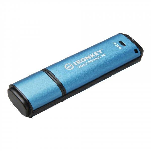 Kingston 64GB IronKey Vault Privacy 50 USB 3.0 Pendrive - Kék