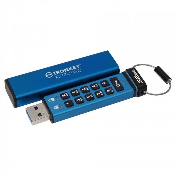 Kingston IronKey Keypad 200 USB 3.2 Gen1 32GB Pendrive - Kék