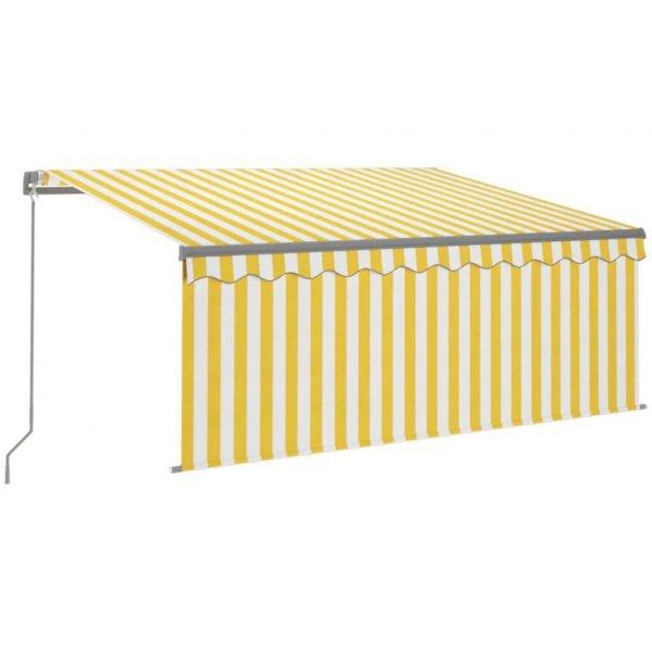 Sárga-fehér manuális kihúzható napellenző redőnnyel 3 x 2,5 m