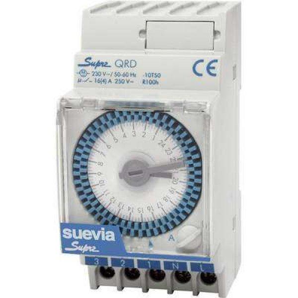 Suevia DIN sínes mechanikus napi időkapcsoló óra, 1 áramkör, 250V/16A,
min. 15 perc, SUPRA QRD