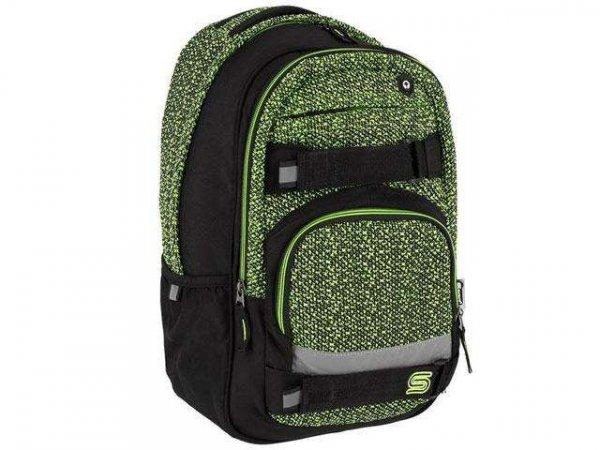 Spirit: Campus zöld-fekete lekerekített iskolatáska, hátizsák 46x32x19cm