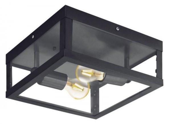 ALAMONTE kültéri fali/mennyezeti lámpatest E27 2x60W IP44 fekete/üveg