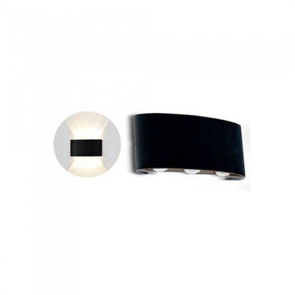 Design oldalfali LED lámpatest, 6W, fekete, meleg fehér