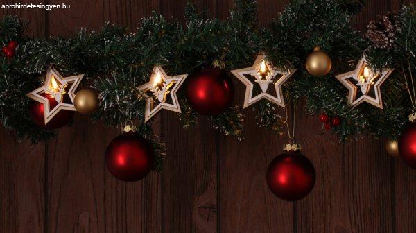 Karácsonyi LED fényfüzér dekoráció, csillag, szarvas, fa, elemes, 6+18h,
10LED, 3000K, 2xAA