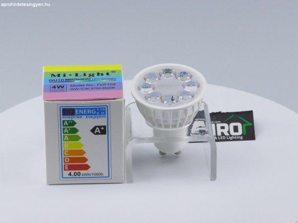 LED lámpa GU10 (4W/25°) RGB és színhőmérséklet
vezérlő+távirányítható