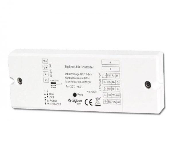 Prémium Zigbee 3.0 LED szalag vezérlő 5 csatornás 12-24V DC 5x4A