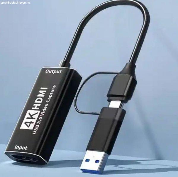 USB C HDMI videorögzítő digitalizáló kártya USB 3.0 HD 4K játék élő
közvetítés Grabber