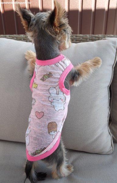 Kutyaruha - Nagyon könnyű, nyári trikó nyuszi mintával rózsaszín színben
