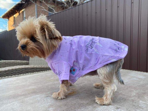 Kutyaruha - Pamut Kutyapóló lila színben, nyuszis mintával
