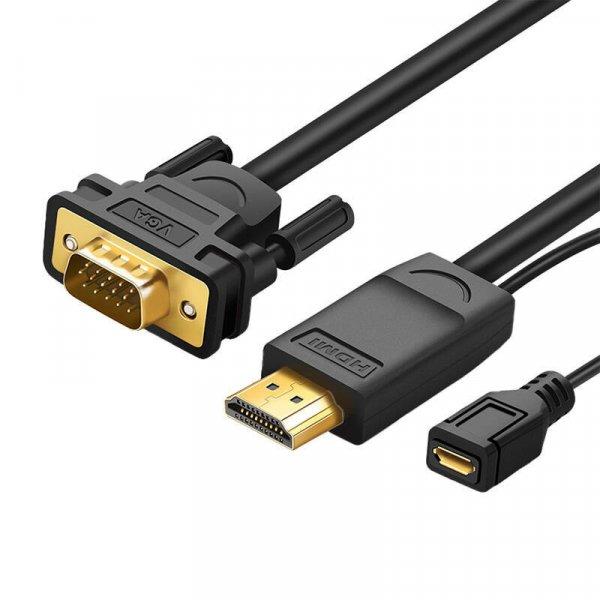 HDMI-VGA adapter UGREEN MM101, kerek, 1,5 m (fekete)
