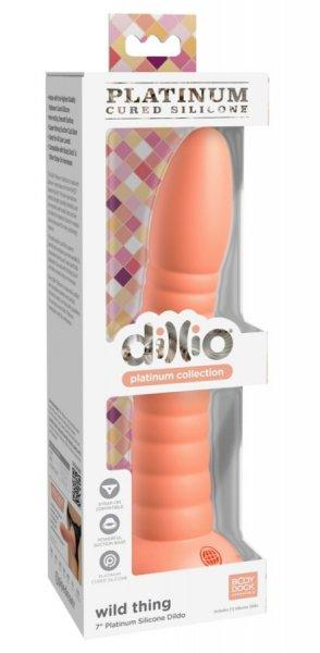 Dillio Wild Thing - tapadótalpas barázdált szilikon dildó (18cm) - narancs
