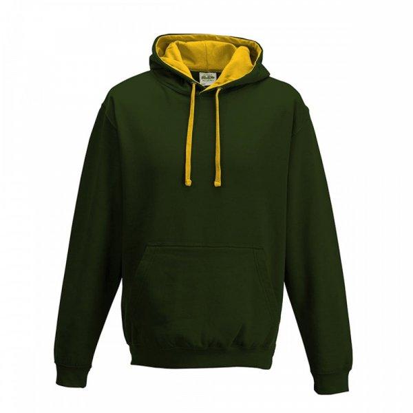 Just Hoods AWJH003 kapucnis pulóver, Forest Green/Gold R