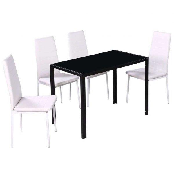 vidaXL 5 darabos étkező asztal szett fekete és fehér