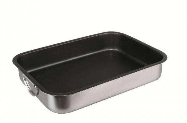 Ibili-Plus sütőtálca, rozsdamentes acél, 35x26x6,5 cm, ezüstfekete színben