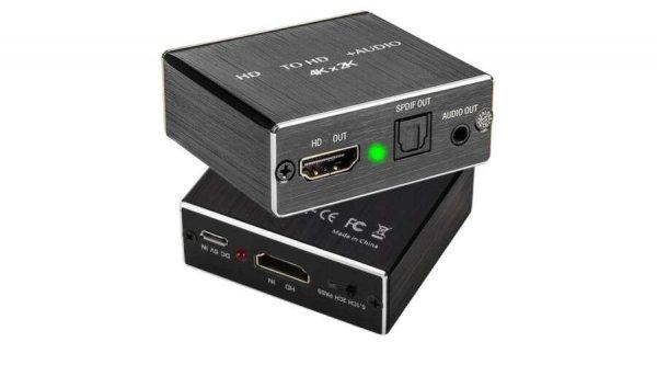 HDMI audio leválasztó, digitális analóg adapter, SPDIF 2CH és 5.1CH vagy
3,5mm Jack audio hang kimenettel