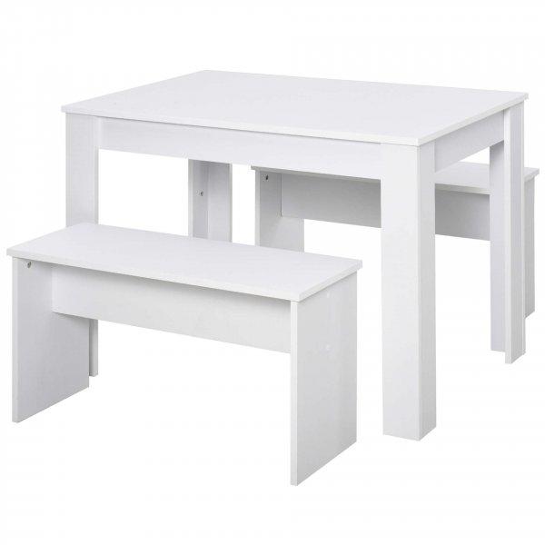 1 asztal és 2 pad készlet PAL, 110x70x75 cm, fehér