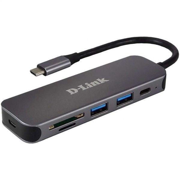 D-Link DUB-2325/E USB 3.0, USB-C, SD, MicroSD 5 az 1-ben Szürke USB Hub
kártyaolvasóval