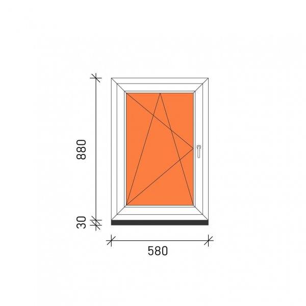 60×90 Bukó-nyíló műanyag ablak 3 rétegű üveggel