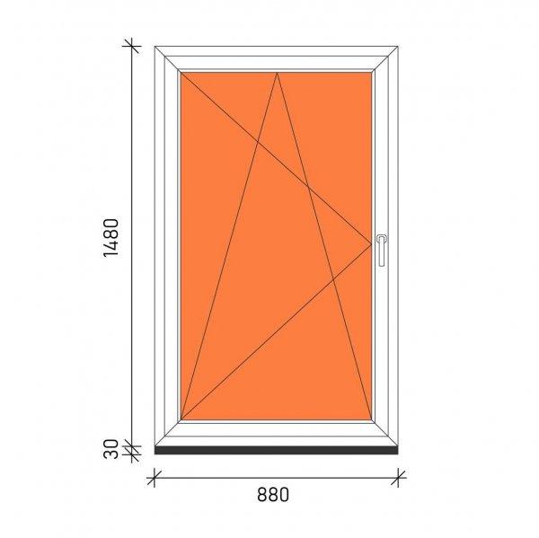 90×150 Bukó-nyíló műanyag ablak 3 rétegű üveggel