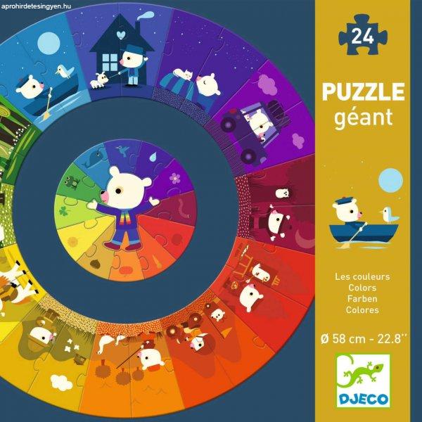 Djeco kör alakú puzzle készlet, színek, 1 db 24 darabos, 58 cm átmérőjű
óriási puzzle és 1 db 13 darabos puzzle