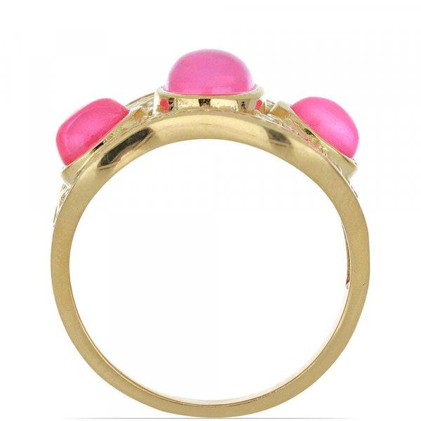Arannyal Bevont Ezüst Gyűrű Pink Opállal, Méret: 57-56