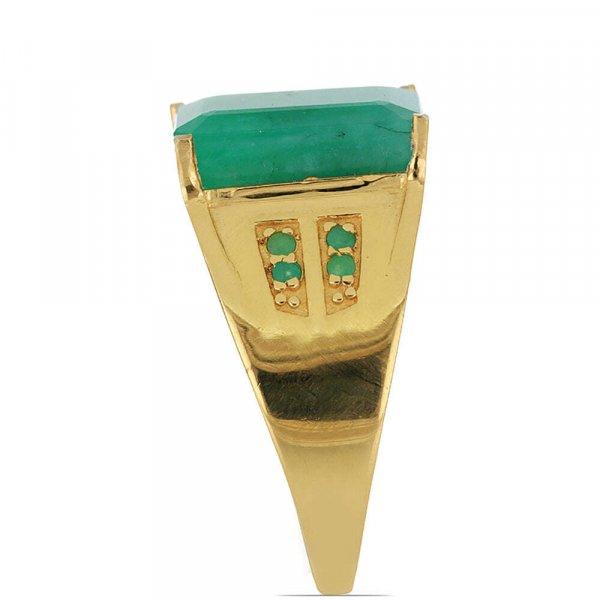 Arannyal Bevont Ezüst Gyűrű Brazil Smaragddal, Méret: 54-55