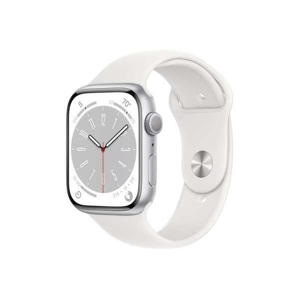 Apple Watch Series 8 GPS 45mm ezüstszínű alumínium tok, fehér sportszíj
(MP6N3CM/A)