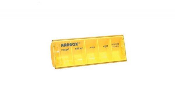 Napi gyógyszeradagoló, 5 rekesz naponta (Anabox), sárga