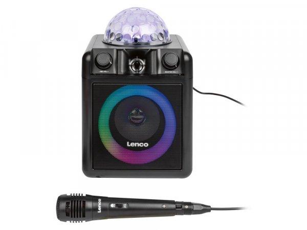 Lenco PA-051BK 8W akkus, USB / MicroSD / Bluetooth 5.2 Karaoke szett, Party
LED-es hangszóró, beépített Disco gömbbel, távirányítóval és
mikrofonnal