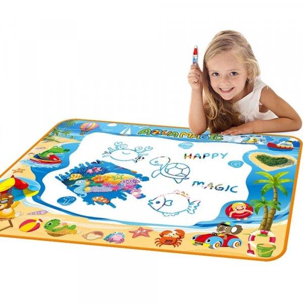 Mágikus vizes kifestő szőnyeg - maszatmentes rajztábla gyerekeknek - filccel
és sablonokkal - 100 x 80 cm (BBJ)