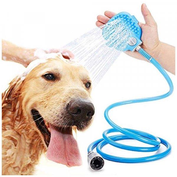 Csapra csatlakoztatható háziállat fürdető készlet - praktikus
zuhanykesztyű kutyáknak, 2 méter hosszú slaggal (BBV)