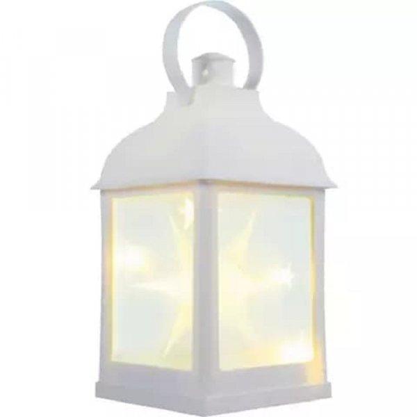 Felakasztható beltéri  dekor lámpás és éjjeli fény - fehér vázzal és
világító csillagokkal - 22 x 10 x 10 cm (BB-20589)