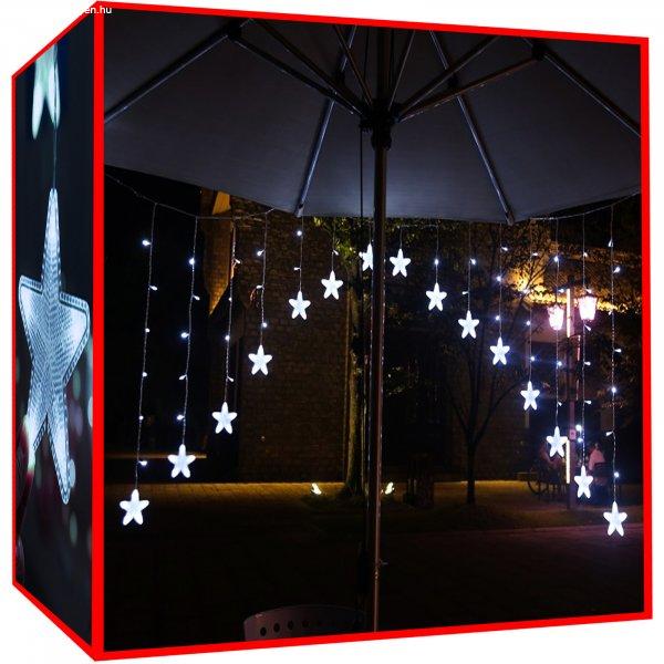 136 LED-es fényfüzér lelógó csillagokkal, kül-, és beltérre egyaránt - 
2,45 x 1 m, hideg fehér (BB-11338)