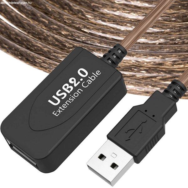 Sorolható USB hosszabbító kábel rugalmas műanyag borítással és
háromszoros interferencia elleni védelemmel - 5m (BB-0138)