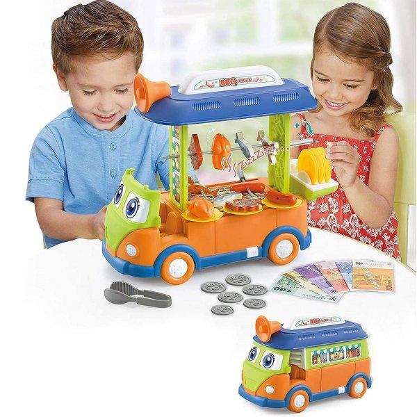 2in1 kinyitható játék minibusz és büfékocsi gyerekenek élethű fény- és
hanghatásokkal és rengeteg kiegészítővel - 23 részes (BBJ)