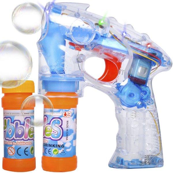 Buborékfújó pisztoly átlátszó műanyagból LED világítással -
gyerekeknek, fotózáshoz, esküvőre (BB-8676) (BBJ)