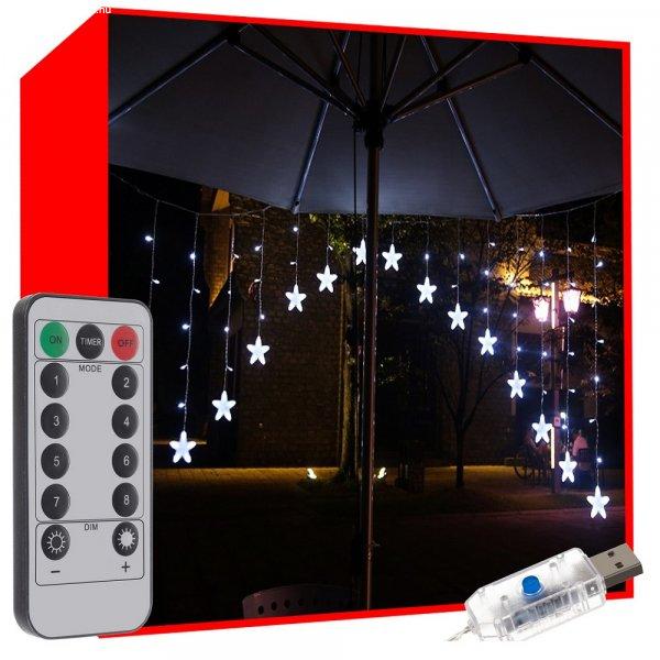 136 LED-es karácsonyi fényfüggöny csillagokkal kül-, és beltérre - 2 x 1
m, hideg fehér (BB-19740)
