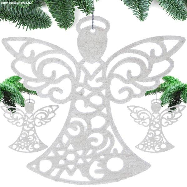 Angyalka alakú, fehér, csillámos karácsonyi fenyődísz - 3 db-os csomag
(BB-17240)