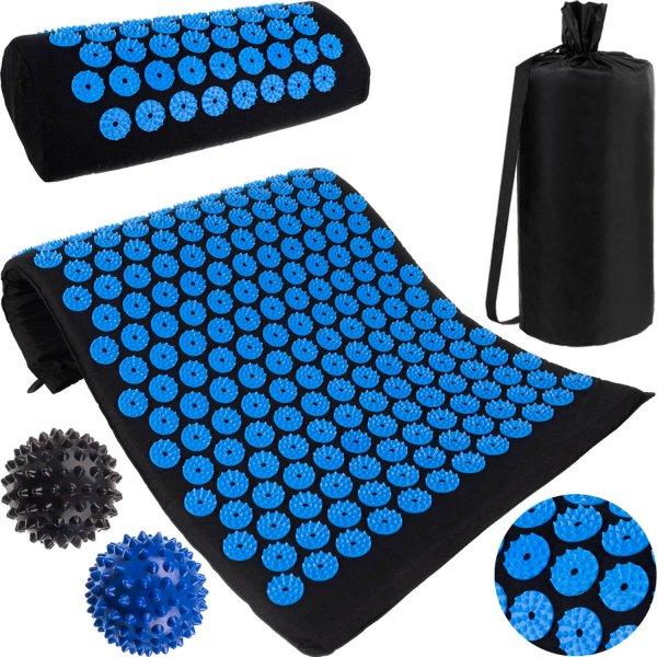 Multifunkciós akupresszúrás készlet matraccal, nyakpárnával, és tüskés
labdákkal praktikus tárolózsákban (BB-14203)