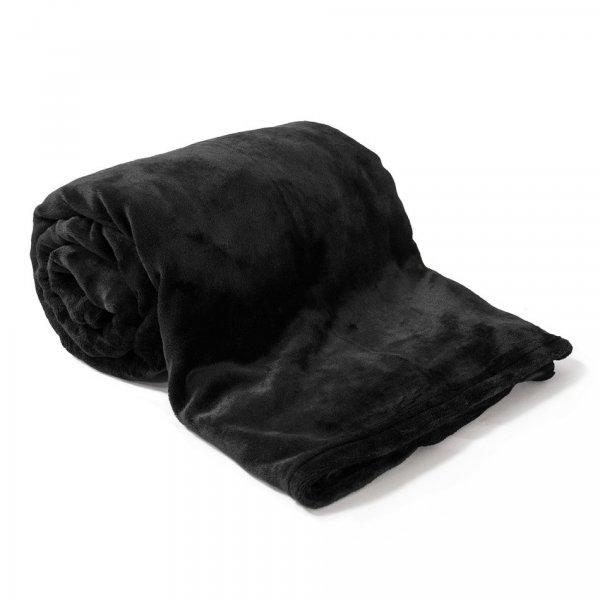 Kellemes tapintású puha plüss takaró - fekete, 150*200cm (BBCD)