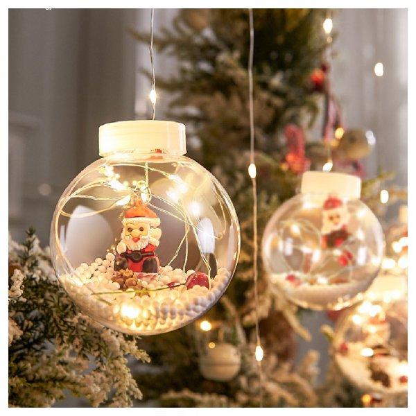 Karácsonyi fényfüzér hógömbökbe zárt fényekkel és télapó
figurákkal, energiatakarékos kivitelben - 220 V (BBV)