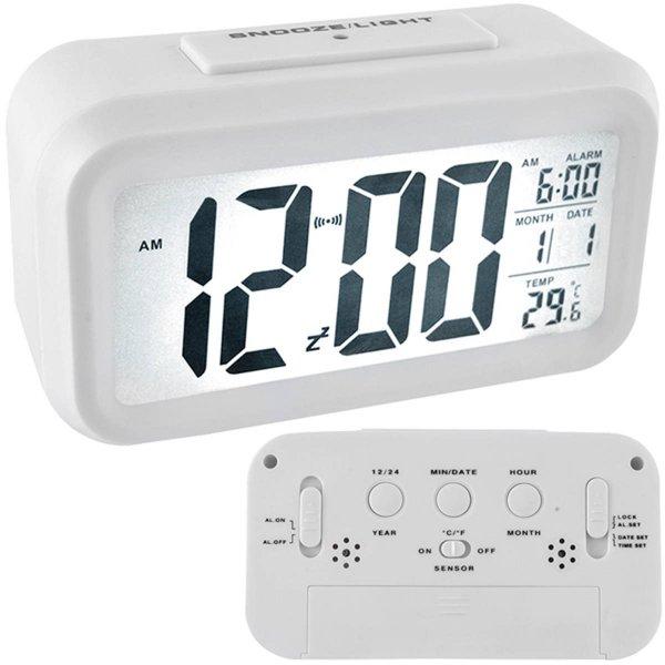 Multifunkciós ébresztő óra, beépített hőmérővel és rengeteg
funkcióval - fehér (BB-6484)