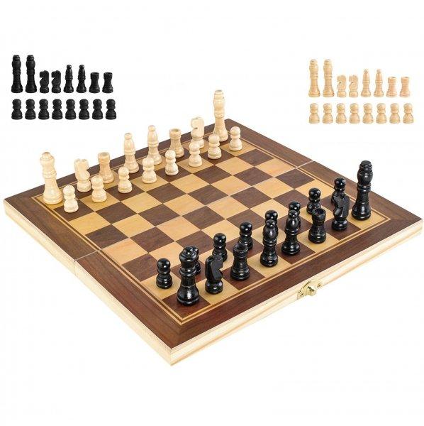 Fa sakk készlet - kompakt sakktábla bábukkal (BB-4297)