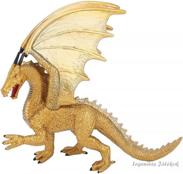 Arany színű sárkány figura szobor 18 cm