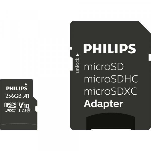 Philips FM25MP45B/00 MicroSDXC, 256GB Class 10, UHS-I U1 memóriakártya SD
adapterrel